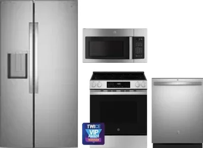 4 Piece Package Includes Refrigerator, Range, Microwave And Dishwasher