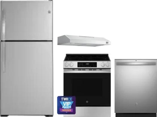 4 Piece Package Includes Refrigerator, Range, Hood And Dishwasher
