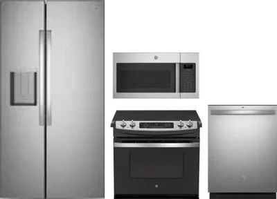 4 Piece Package Includes Refrigerator, Range, Microwave And Dishwasher
