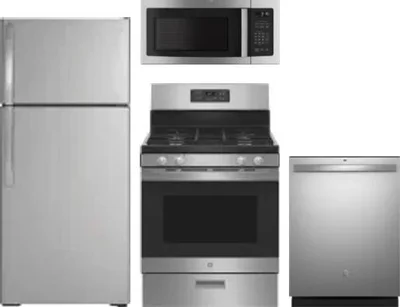 4 Piece Package Includes Refrigerator, Range, Microwave And Dishwasher