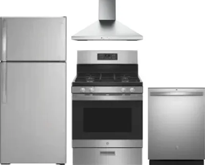 4 Piece Package Includes Refrigerator, Range, Hood And Dishwasher