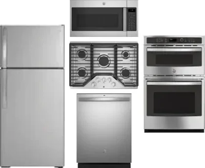 5 Piece Package Includes Refrigerator, Cooktop, Wall Oven, Microwave And Dishwasher