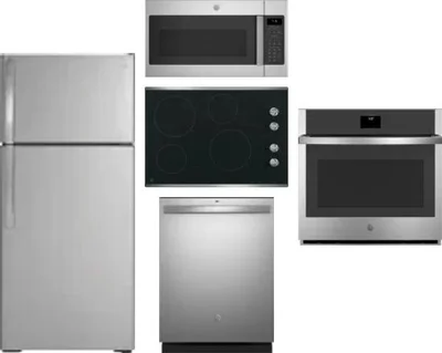 5 Piece Package Includes Refrigerator, Cooktop, Wall Oven, Microwave And Dishwasher