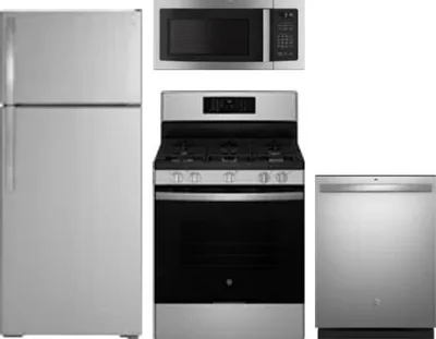 4 Piece Package Includes Refrigerator, Range, Microwave And Dishwasher