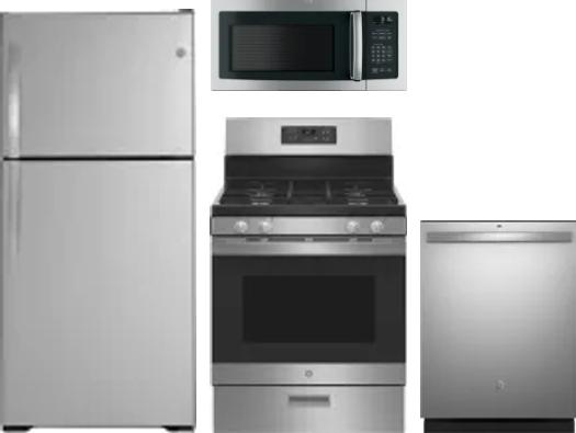 4 Piece Package Includes Refrigerator, Range, Microwave And Dishwasher