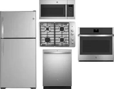 5 Piece Package Includes Refrigerator, Cooktop, Wall Oven, Microwave And Dishwasher