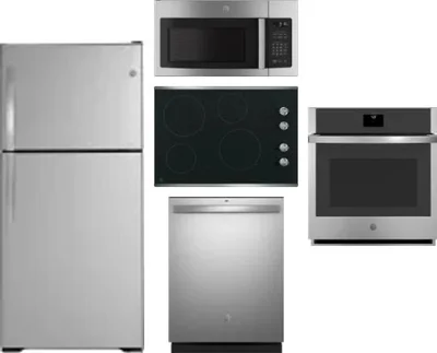 5 Piece Package Includes Refrigerator, Cooktop, Wall Oven, Microwave And Dishwasher
