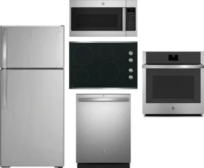 5 Piece Package Includes Refrigerator, Cooktop, Wall Oven, Microwave And Dishwasher