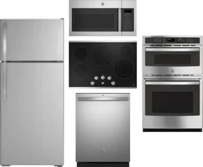 5 Piece Package Includes Refrigerator, Cooktop, Wall Oven, Microwave And Dishwasher