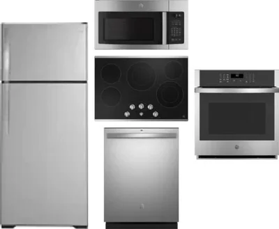 5 Piece Package Includes Refrigerator, Cooktop, Wall Oven, Microwave And Dishwasher