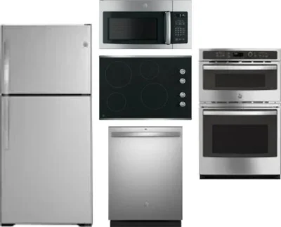 5 Piece Package Includes Refrigerator, Cooktop, Wall Oven, Microwave And Dishwasher