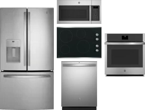 5 Piece Package Includes Refrigerator, Cooktop, Wall Oven, Microwave And Dishwasher