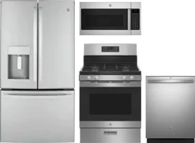 4 Piece Package Includes Refrigerator, Range, Microwave And Dishwasher
