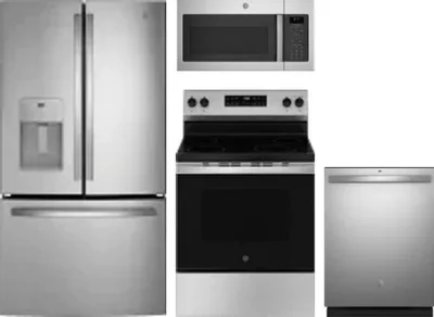 4 Piece Package Includes Refrigerator, Range, Microwave And Dishwasher