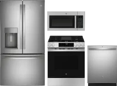 4 Piece Package Includes Refrigerator, Range, Microwave And Dishwasher