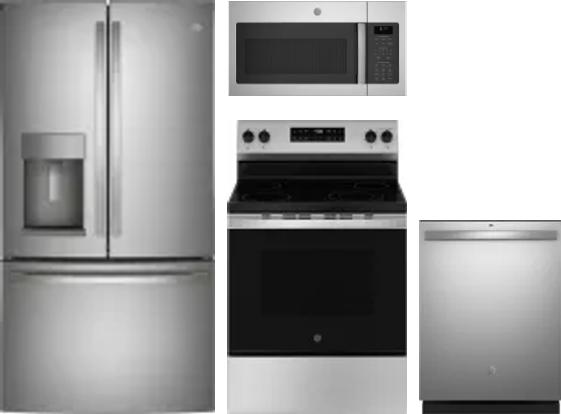 4 Piece Package Includes Refrigerator, Range, Microwave And Dishwasher