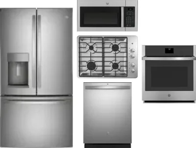 5 Piece Package Includes Refrigerator, Cooktop, Wall Oven, Microwave And Dishwasher