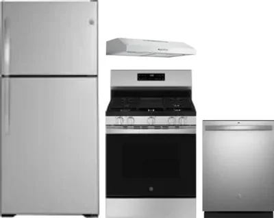 4 Piece Package Includes Refrigerator, Range, Hood And Dishwasher