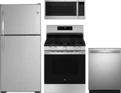 4 Piece Package Includes Refrigerator, Range, Microwave And Dishwasher