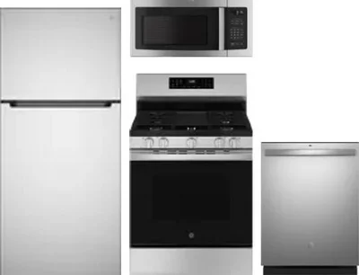 4 Piece Package Includes Refrigerator, Range, Microwave And Dishwasher