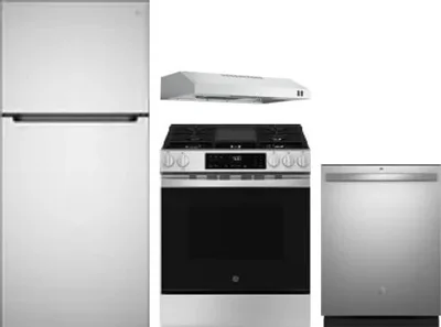 4 Piece Package Includes Refrigerator, Range, Hood And Dishwasher