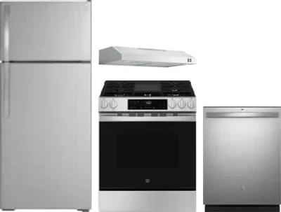 4 Piece Package Includes Refrigerator, Range, Hood And Dishwasher