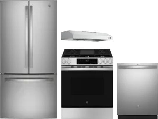 4 Piece Package Includes Refrigerator, Range, Hood And Dishwasher