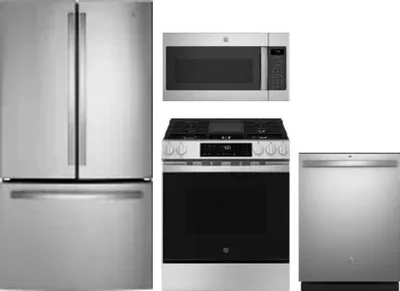 4 Piece Package Includes Refrigerator, Range, Microwave And Dishwasher
