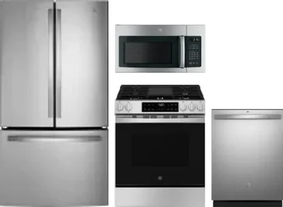 4 Piece Package Includes Refrigerator, Range, Microwave And Dishwasher