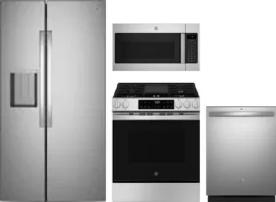 4 Piece Package Includes Refrigerator, Range, Microwave And Dishwasher