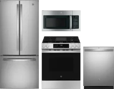 4 Piece Package Includes Refrigerator, Range, Microwave And Dishwasher