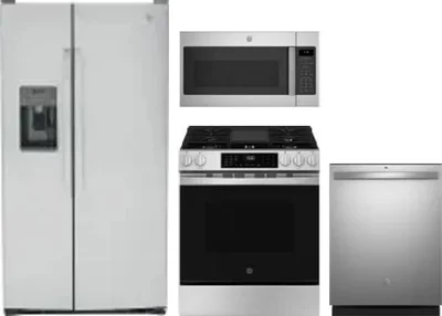 4 Piece Package Includes Refrigerator, Range, Microwave And Dishwasher