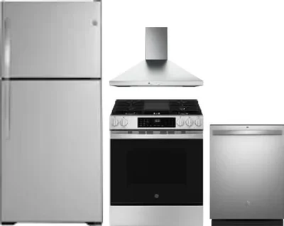 4 Piece Package Includes Refrigerator, Range, Hood And Dishwasher