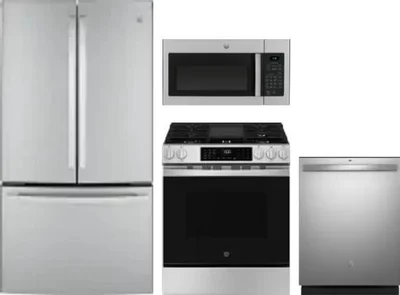 4 Piece Package Includes Refrigerator, Range, Microwave And Dishwasher
