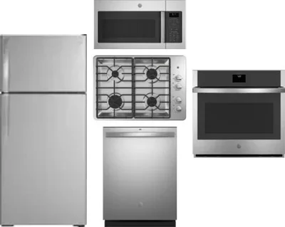 5 Piece Package Includes Refrigerator, Cooktop, Wall Oven, Microwave And Dishwasher