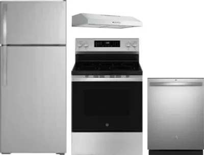 4 Piece Package Includes Refrigerator, Range, Hood And Dishwasher