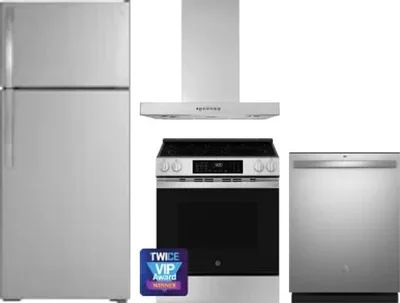 4 Piece Package Includes Refrigerator, Range, Hood And Dishwasher