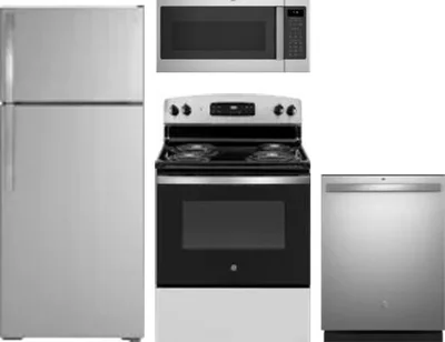 4 Piece Package Includes Refrigerator, Range, Microwave And Dishwasher