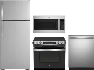 4 Piece Package Includes Refrigerator, Range, Microwave And Dishwasher