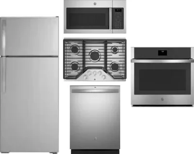 5 Piece Package Includes Refrigerator, Cooktop, Wall Oven, Microwave And Dishwasher