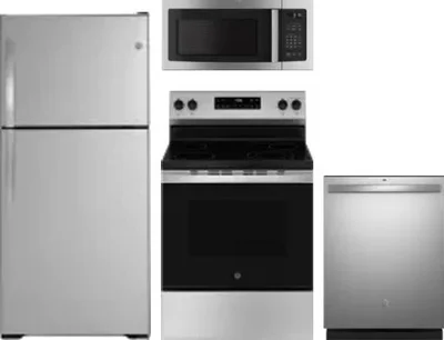 4 Piece Package Includes Refrigerator, Range, Microwave And Dishwasher
