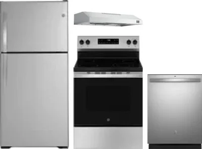 4 Piece Package Includes Refrigerator, Range, Hood And Dishwasher