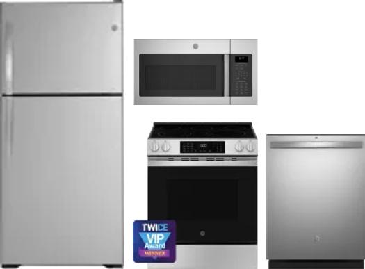 4 Piece Package Includes Refrigerator, Range, Microwave And Dishwasher