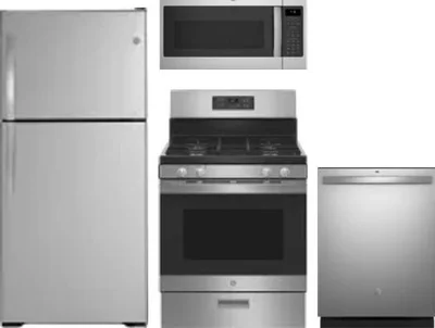 4 Piece Package Includes Refrigerator, Range, Microwave And Dishwasher