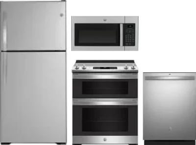 4 Piece Package Includes Refrigerator, Range, Microwave And Dishwasher