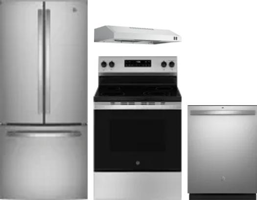 4 Piece Package Includes Refrigerator, Range, Hood And Dishwasher