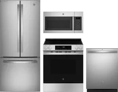 4 Piece Package Includes Refrigerator, Range, Microwave And Dishwasher