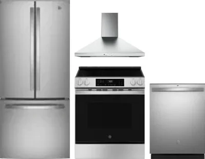 4 Piece Package Includes Refrigerator, Range, Hood And Dishwasher