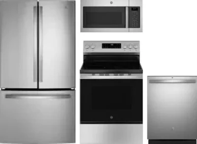 4 Piece Package Includes Refrigerator, Range, Microwave And Dishwasher