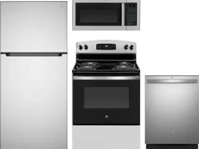 4 Piece Package Includes Refrigerator, Range, Microwave And Dishwasher